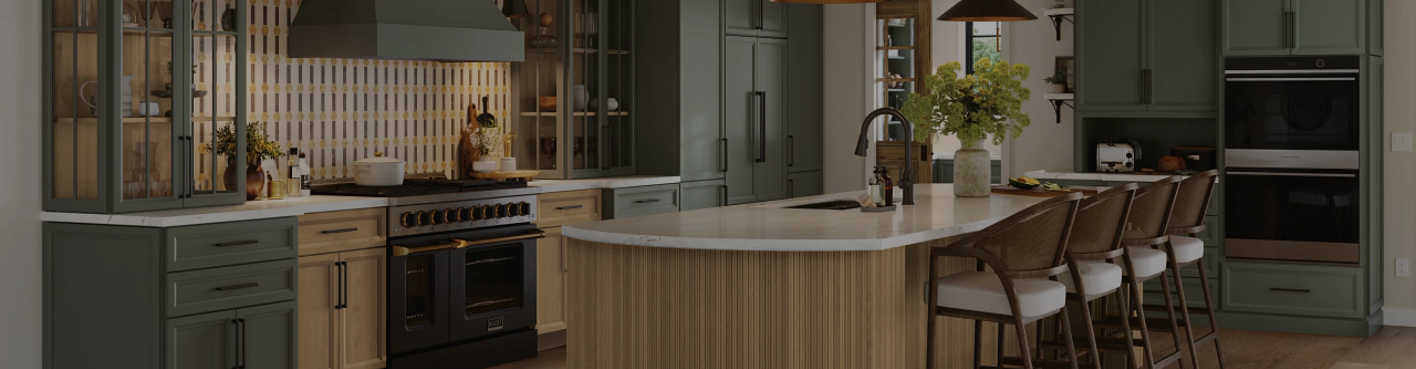 Dream kitchen island with upholstered chairs