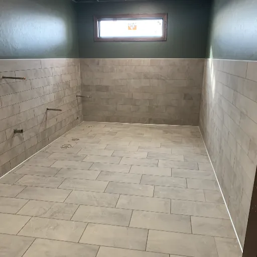 Stone commercial shower space 