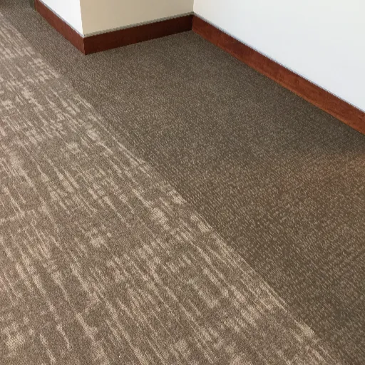 Beige commercial carpeting with patterns 