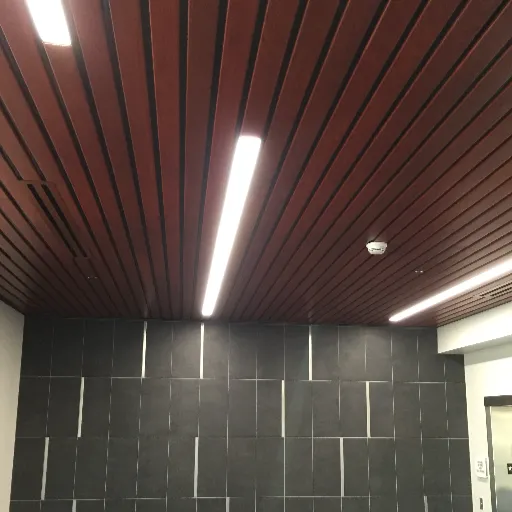 Slate tile walls in a commercial office space 
